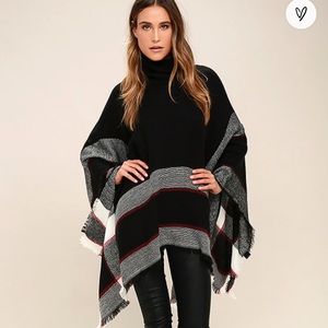 Red and Black Plaid Poncho